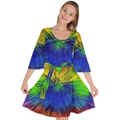 Colour Background Structure Lines Explosion Pop Velour Kimono Dress by Pakemis