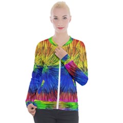 Colour Background Structure Lines Explosion Pop Casual Zip Up Jacket by Pakemis