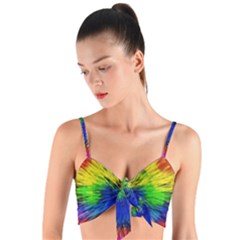 Colour Background Structure Lines Explosion Pop Woven Tie Front Bralet by Pakemis