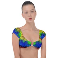 Colour Background Structure Lines Explosion Pop Cap Sleeve Ring Bikini Top by Pakemis