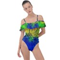 Colour Background Structure Lines Explosion Pop Frill Detail One Piece Swimsuit View1