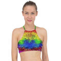 Colour Background Structure Lines Explosion Pop Racer Front Bikini Top by Pakemis