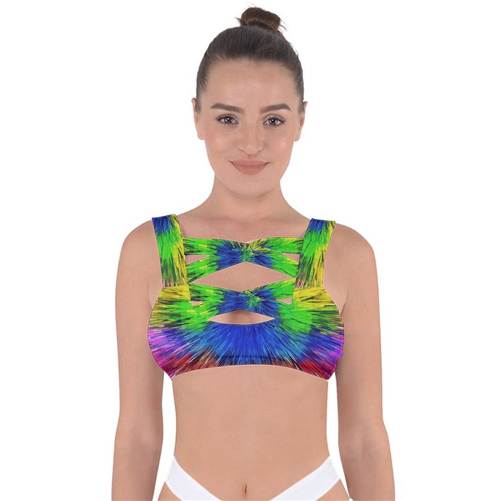 Colour Background Structure Lines Explosion Pop Bandaged Up Bikini Top