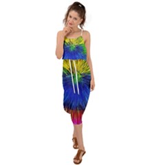 Colour Background Structure Lines Explosion Pop Waist Tie Cover Up Chiffon Dress by Pakemis