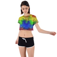 Colour Background Structure Lines Explosion Pop Tie Back Short Sleeve Crop Tee