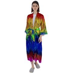 Colour Background Structure Lines Explosion Pop Maxi Satin Kimono by Pakemis