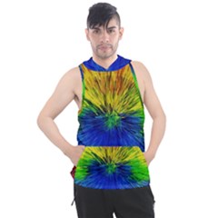 Colour Background Structure Lines Explosion Pop Men s Sleeveless Hoodie by Pakemis