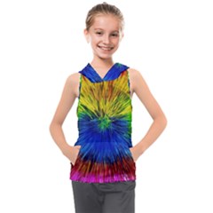 Colour Background Structure Lines Explosion Pop Kids  Sleeveless Hoodie by Pakemis