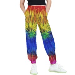 Colour Background Structure Lines Explosion Pop Kids  Elastic Waist Pants by Pakemis