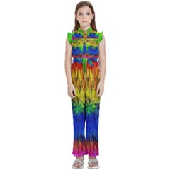 Colour Background Structure Lines Explosion Pop Kids  Sleeveless Ruffle Edge Band Collar Chiffon One Piece by Pakemis