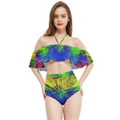 Colour Background Structure Lines Explosion Pop Halter Flowy Bikini Set  by Pakemis