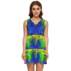 Colour Background Structure Lines Explosion Pop Tiered Sleeveless Mini Dress by Pakemis