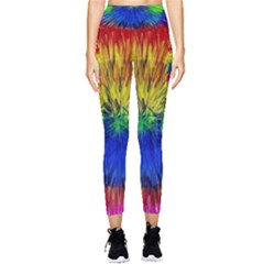 Colour Background Structure Lines Explosion Pop Pocket Leggings  by Pakemis