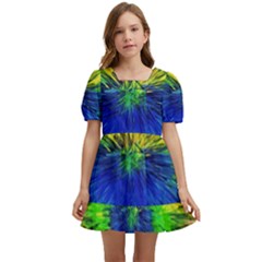 Colour Background Structure Lines Explosion Pop Kids  Short Sleeve Dolly Dress by Pakemis