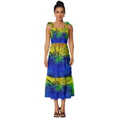 Colour Background Structure Lines Explosion Pop Tie-strap Tiered Midi Chiffon Dress by Pakemis