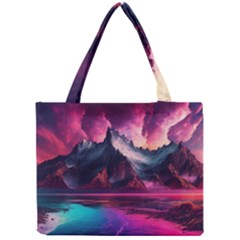 Ai Generated Mountain Ocean Lava Fire Sky Sea Mini Tote Bag by Pakemis