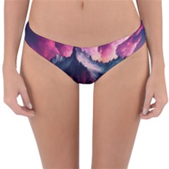 Ai Generated Mountain Ocean Lava Fire Sky Sea Reversible Hipster Bikini Bottoms by Pakemis