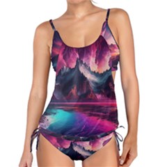 Ai Generated Mountain Ocean Lava Fire Sky Sea Tankini Set by Pakemis