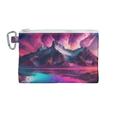 Ai Generated Mountain Ocean Lava Fire Sky Sea Canvas Cosmetic Bag (medium) by Pakemis