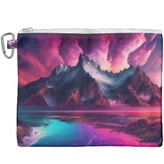 Ai Generated Mountain Ocean Lava Fire Sky Sea Canvas Cosmetic Bag (xxxl) by Pakemis