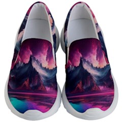 Ai Generated Mountain Ocean Lava Fire Sky Sea Kids Lightweight Slip Ons by Pakemis