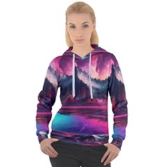 Ai Generated Mountain Ocean Lava Fire Sky Sea Women s Overhead Hoodie by Pakemis