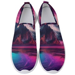 Ai Generated Mountain Ocean Lava Fire Sky Sea Men s Slip On Sneakers by Pakemis