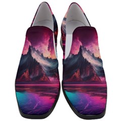 Ai Generated Mountain Ocean Lava Fire Sky Sea Women Slip On Heel Loafers by Pakemis