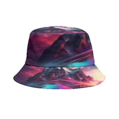 Ai Generated Mountain Ocean Lava Fire Sky Sea Inside Out Bucket Hat by Pakemis