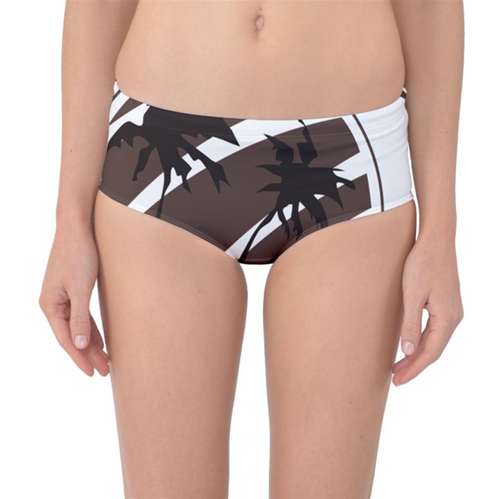 Palm Tree Design-01 (1) Mid-Waist Bikini Bottoms