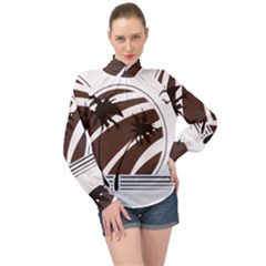 Palm Tree Design-01 (1) High Neck Long Sleeve Chiffon Top by thenyshirt