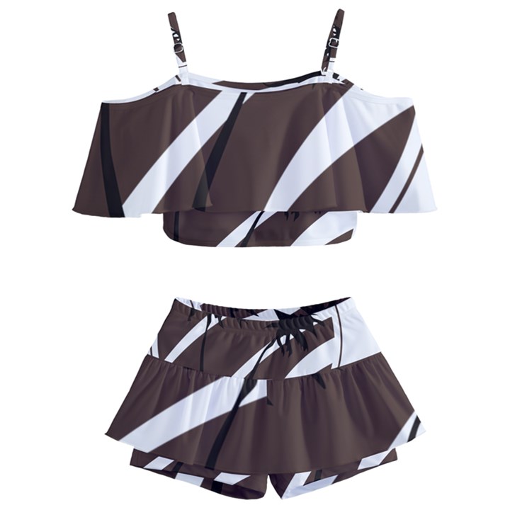 Palm Tree Design-01 (1) Kids  Off Shoulder Skirt Bikini