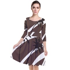 Palm Tree Design-01 (1) Quarter Sleeve Waist Band Dress by thenyshirt