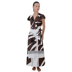 Palm Tree Design-01 (1) Flutter Sleeve Maxi Dress by thenyshirt