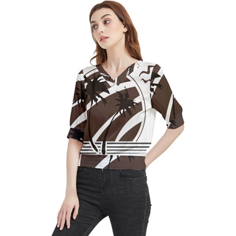 Palm Tree Design-01 (1) Quarter Sleeve Blouse by thenyshirt