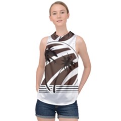 Palm Tree Design-01 (1) High Neck Satin Top by thenyshirt