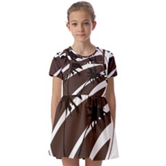 Palm Tree Design-01 (1) Kids  Short Sleeve Pinafore Style Dress