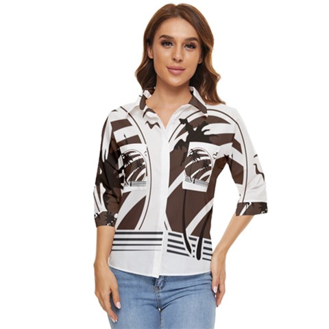 Palm Tree Design-01 (1) Women s Quarter Sleeve Pocket Shirt by thenyshirt