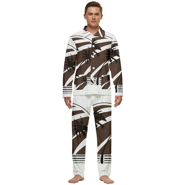 Palm Tree Design-01 (1) Men s Long Sleeve Velvet Pocket Pajamas Set