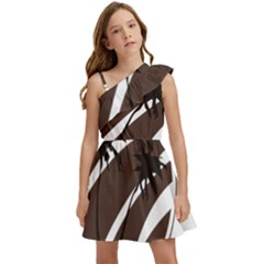 Palm Tree Design-01 (1) Kids  One Shoulder Party Dress by thenyshirt