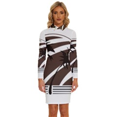 Palm Tree Design-01 (1) Long Sleeve Shirt Collar Bodycon Dress by thenyshirt