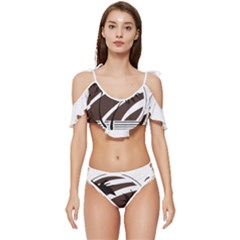 Palm Tree Design-01 (1) Ruffle Edge Tie Up Bikini Set	