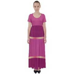 Heart Valentine Love Pink Red High Waist Short Sleeve Maxi Dress by Ravend