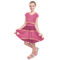 Heart Valentine Love Pink Red Kids  Short Sleeve Dress by Ravend