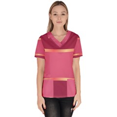 Heart Valentine Love Pink Red Women s V-neck Scrub Top by Ravend