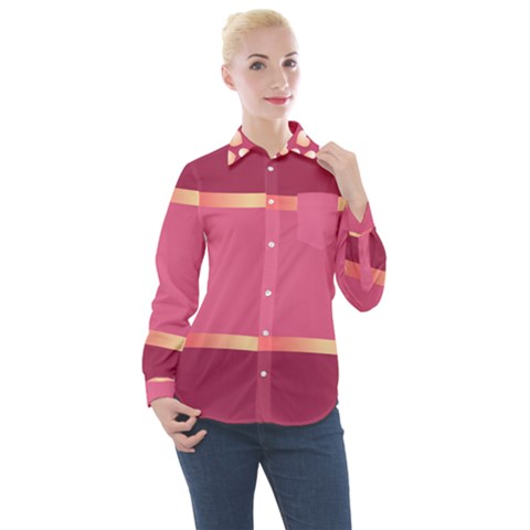 Heart Valentine Love Pink Red Women s Long Sleeve Pocket Shirt by Ravend