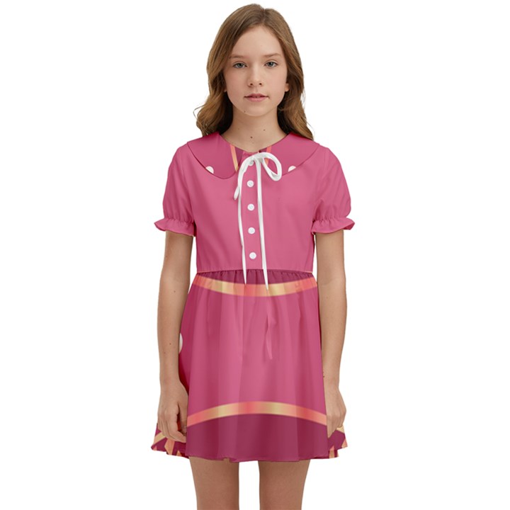 Heart Valentine Love Pink Red Kids  Sweet Collar Dress