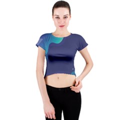 Abstract Blue Texture Space Crew Neck Crop Top by Ravend