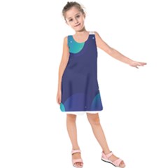 Abstract Blue Texture Space Kids  Sleeveless Dress by Ravend