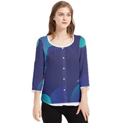 Abstract Blue Texture Space Chiffon Quarter Sleeve Blouse by Ravend